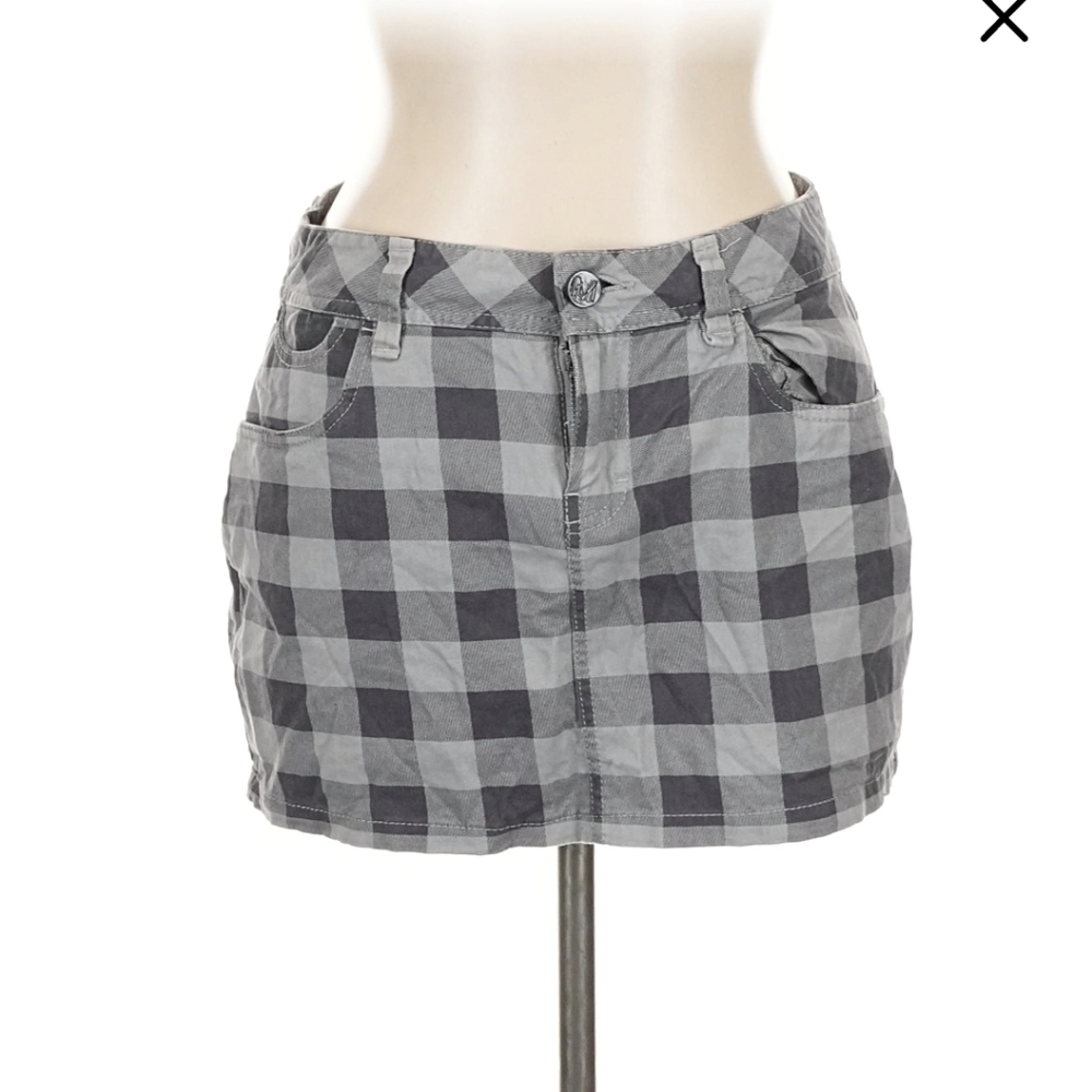 Miley Cyrus & Max Azria Gray Plaid Mini Skirt